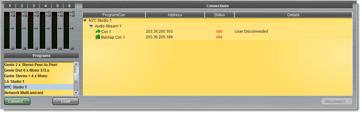 Master panel - stereo program before connecting