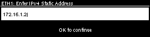 LAN - Eth1 - Enter Static IP address