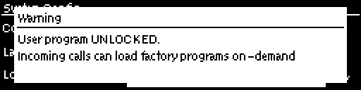 System Config - Program unlocked message