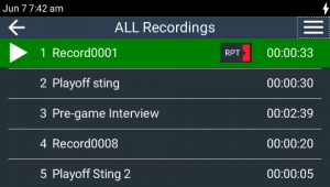 Example of Playlist screen in the ViA remote codec when repurposing remote broadcast equipment.